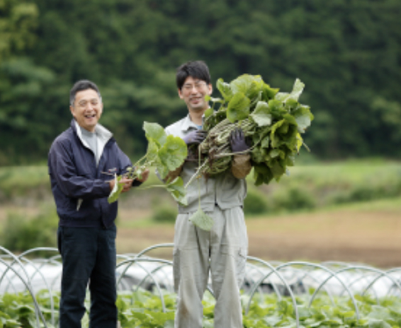 自社わさび農園にて