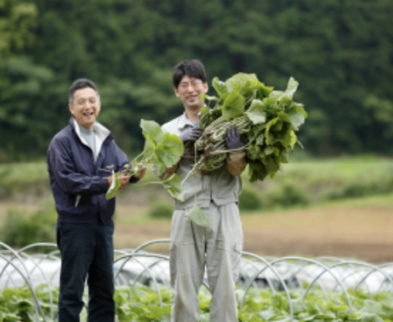 自社わさび農園にて